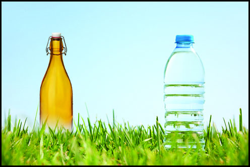 کیفیت آب در بطری‌های شیشه‌ای و پلاستیکی