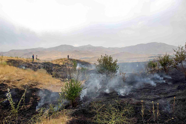 مهار آتش‌سوزی در مراتع روستای چمرود سلطانیه